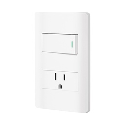 [47965] Placa armada blanca interruptor y contacto 1 modulo, Lisboa