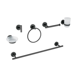 [47975] Juego de 6 accesorios para baño acabado negro, Foset Tubig
