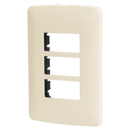 [48090] Placa 3 modulos de ABS, linea Italiana, color marfil