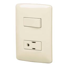 [48666] Placa armada contacto e interruptor, marfil, linea Italiana