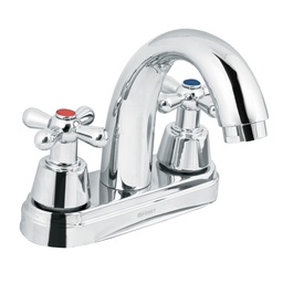[49692] Mezcladora cromo 4' para lavabo, nariz curva, cruceta, Aqua