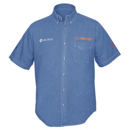 [60340] Camisa de mezclilla manga corta para hombre, CH, Truper