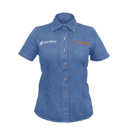 [61102] Camisa de mezclilla manga corta para mujer, M, Truper