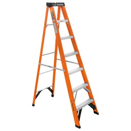 [100226] Escalera de tijera, tipo ll, 6 peldaños, fibra de vidrio