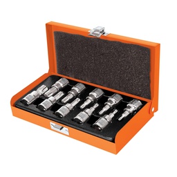 [13976] Juego de 10 dados cuadro 3/8' punta torx, estuche metalico