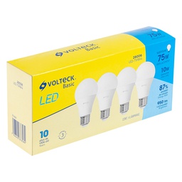 [28006] Pack de 4 lamparas LED A19 10 W (equiv. 75 W), luz de dia