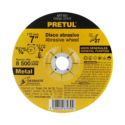 [29956] Disco Tipo 27 de 7' x 6.2 mm desbaste de metal, Pretul