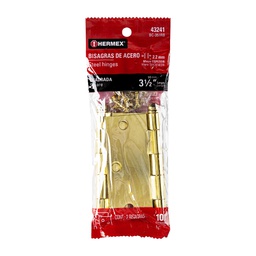 [43241] Bolsa c/2 bisagras cuadradas 3-1/2' latonado,cabeza redonda