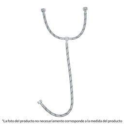 [45506] Manguera 'T' lavabo/fregadero,acero inox,3/8'x1/2'x1/2',55cm