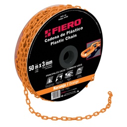 [44165] Metro de cadena de 3 mm de plastico naranja, carrete de 50 m