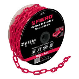 [44176] Metro de cadena de 5 mm de plastico roja, carrete de 25 m