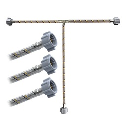 [CFT13] Manguera Flexible Tipo "T" 1/2" AM X 1/2" AM X 1/2" AM Acero Inox. Plomacy (CFT13)