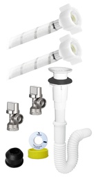 [3194] KIT de Instalacion para Lavabo (Con Cesp-Plus XL Rejilla Blanca, Famaflex Poliacetal y Valvulas Angular de Laton (3194)