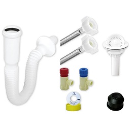 [3158] Kit De Instalacion Para Fregadero Con Cespopractik, Canasta Blanca, FF Premium 1/2" x 55cms (3158)