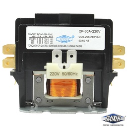 [CXC2P30A220] 1 Contactor 2 Polos 30 Amps, Bobina 208-240vac, 50/60hz