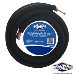 [CXC32N12-15] Kit Tuberia de Cobre 1/2 y 1/4 con Aislante de Espesor 1/2 