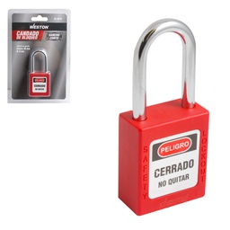 [BL-0015] CANDADO DE BLOQUEO ROJO 38MM (CAJA C/10 PZAS - PRECIO X PIEZA)