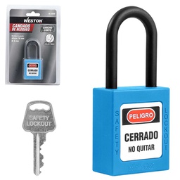 [BL-0090] CANDADO DE BLOQUEO DIELECTRICO AZUL 38MM (CAJA C/10 PZAS - PRECIO X PIEZA)
