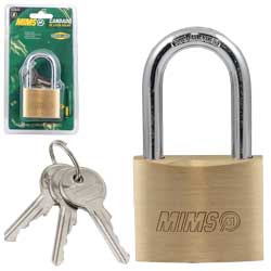 [BL-0215] CANDADO DE LATON SOLIDO 40MM G. LARGO C/3 LLAVES (CAJA C/12 PZAS - PRECIO X PIEZA)