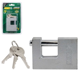 [BL-0235] CANDADO ANTIPALANCA DE ACERO 70MM C/3 LLAVES (CAJA C/6 PZAS)