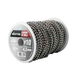 [D-570] CADENA DE BOLA ACERO NIQUELADA #10 4.5MM ROLLO 50M