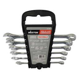 [LC-210] JUEGO DE LLAVES COMBINADAS CrV PULIDO ESPEJO FRACCIONALES 6 PZS 5/16" - 5/8"