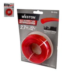 [MS-0280] HILO REDONDO P/DESBROZADORA EN BLISTER 2.7mm X 12m - ROJO