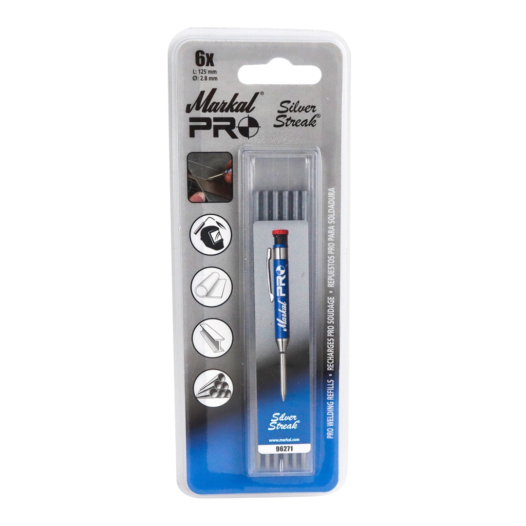 MINAS RECAMBIOS PARA SOLDADURA MARKAL PRO SILVER-STREAK (CAJA C/12 - PRECIO X PZA)