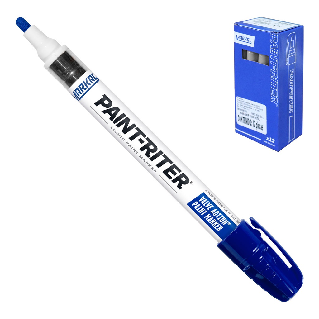 MARCADOR VALVE ACTION AZUL (CAJA C/12 - PRECIO X PZA)