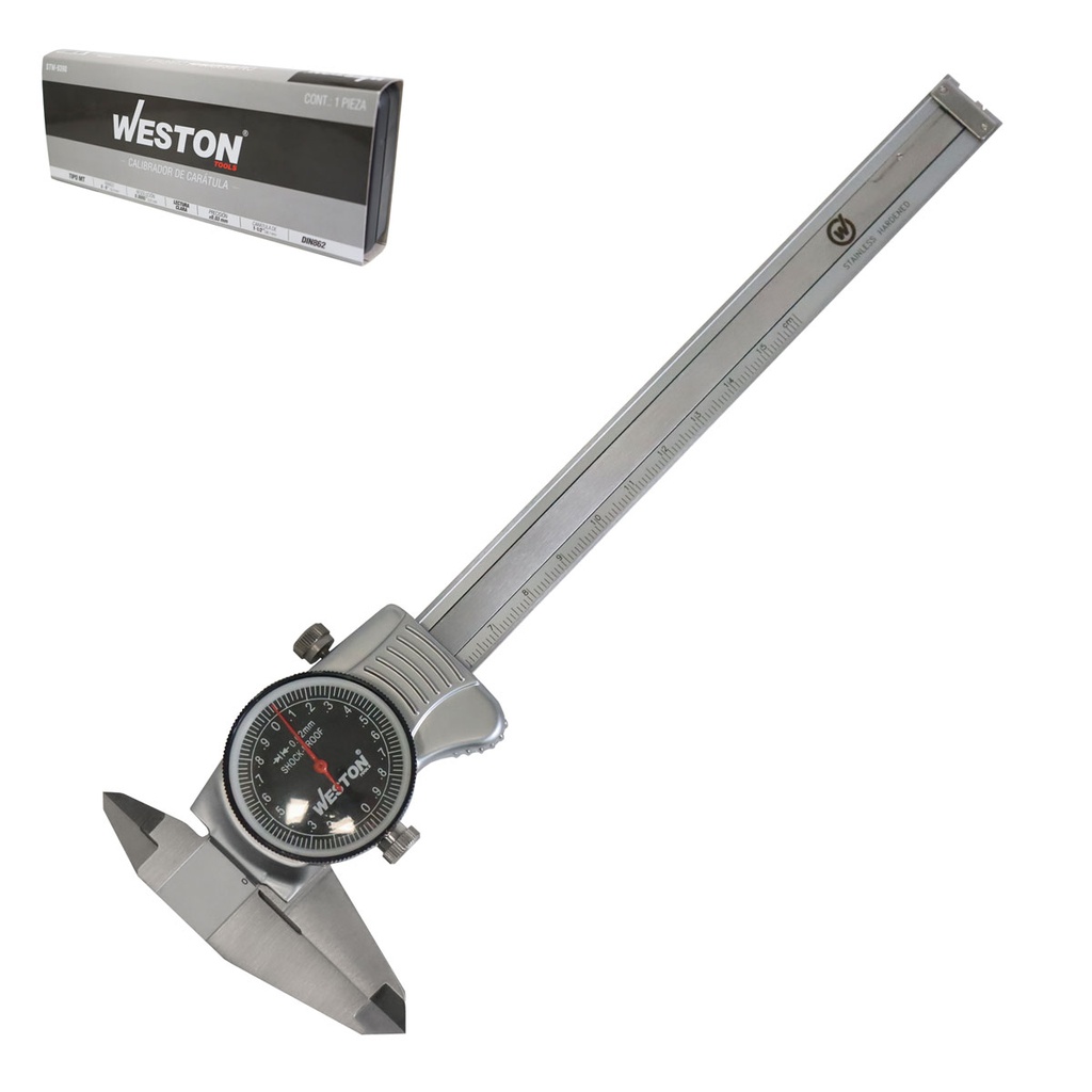 CALIBRADOR VERNIER D/CARATULA TIPO MT ACERO INOX 6&quot;