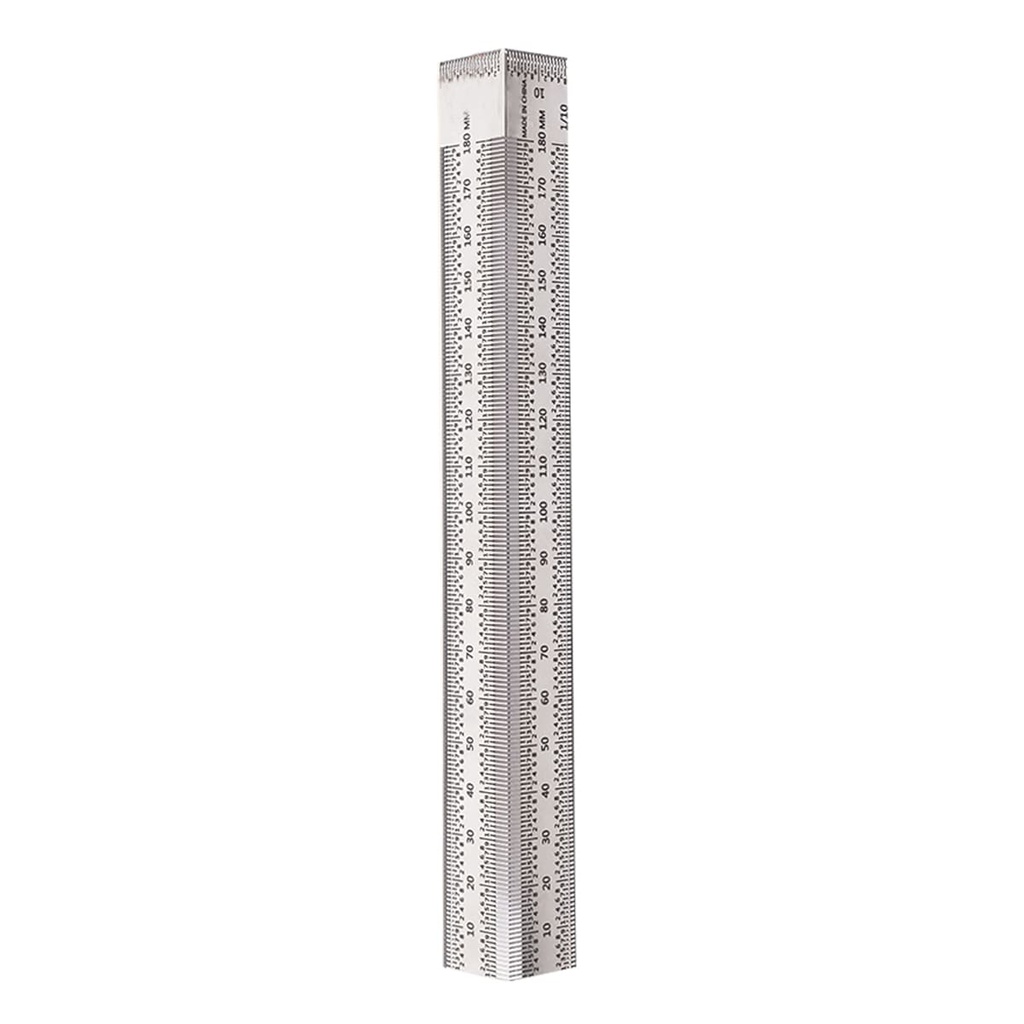 REGLA DE PRECISION DE MARCADO DE ANGULOS DE AC. INOX. 7" CON 1 LAPICERO Y PUNTILLAS