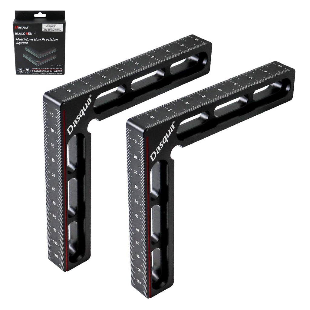 JUEGO DE 2 ESCUADRA DE PRESICION MULTIFUNCION DE ALUMINIO METRICA Y FRACCIONAL C/4 CLAMPS