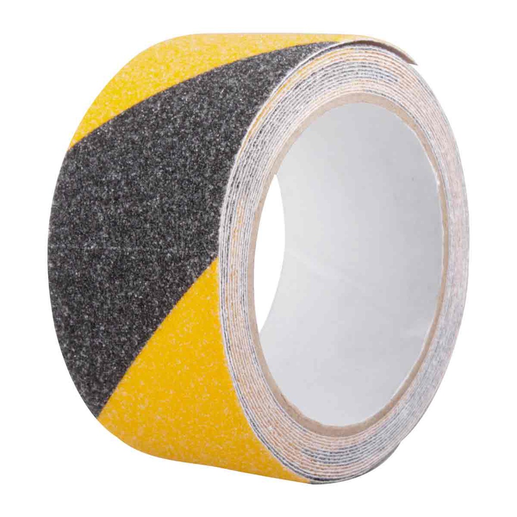 CINTA ANTIDERRAPANTE 2" NEGRO/AMARILLO 50mm X 5M G60 (CAJA C/36 PZAS - PRECIO X PIEZA)
