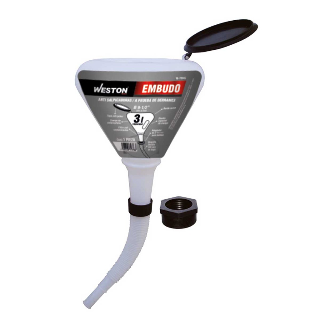 EMBUDO D/PLASTICO C/TAPA ANTIPOLVO 3L C/ADAPTADOR 2''