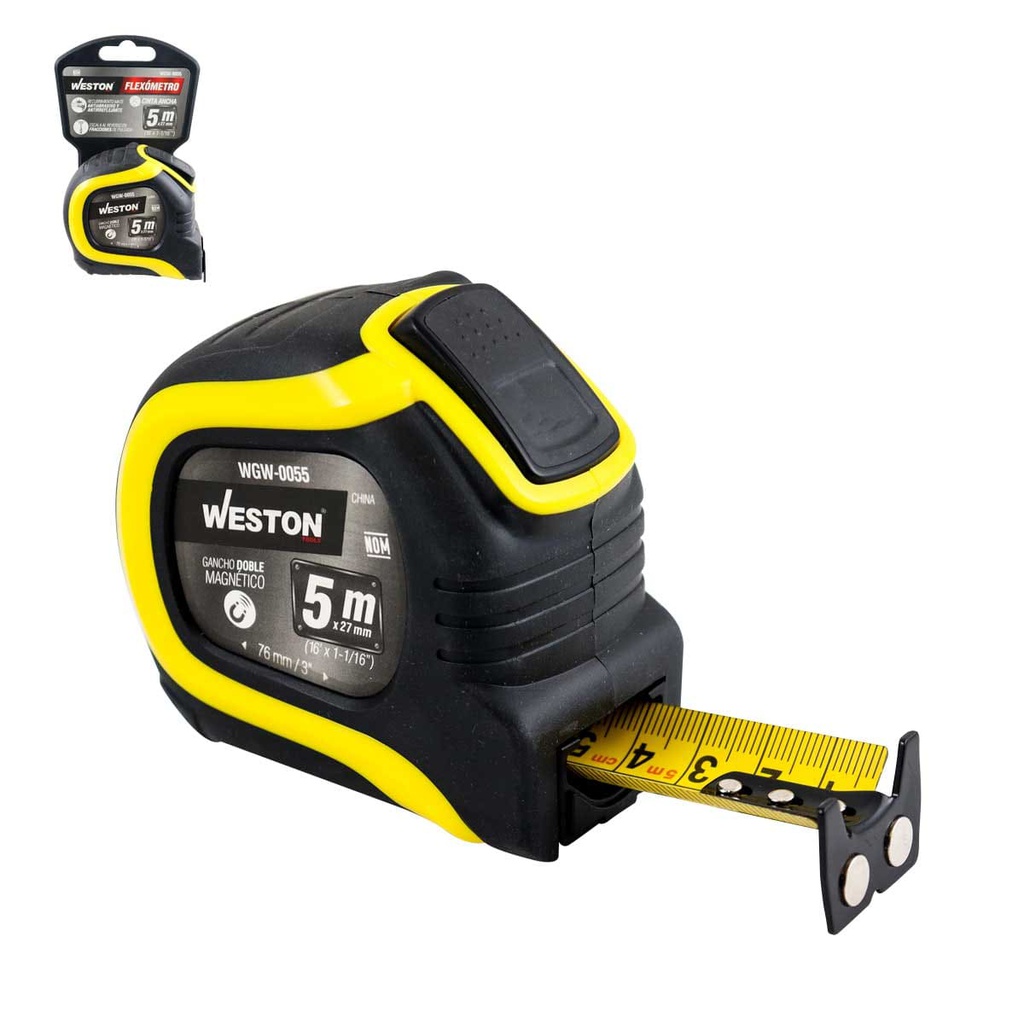 FLEXOMETRO 5M X 27MM AMARILLO CINTA ANCHA