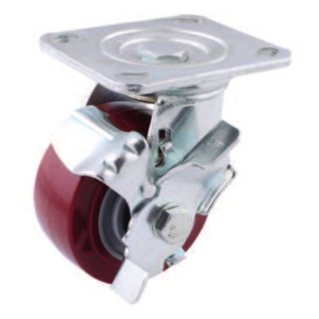 RODAJA MARRON PU GIRA. C/FRENO 4X2"