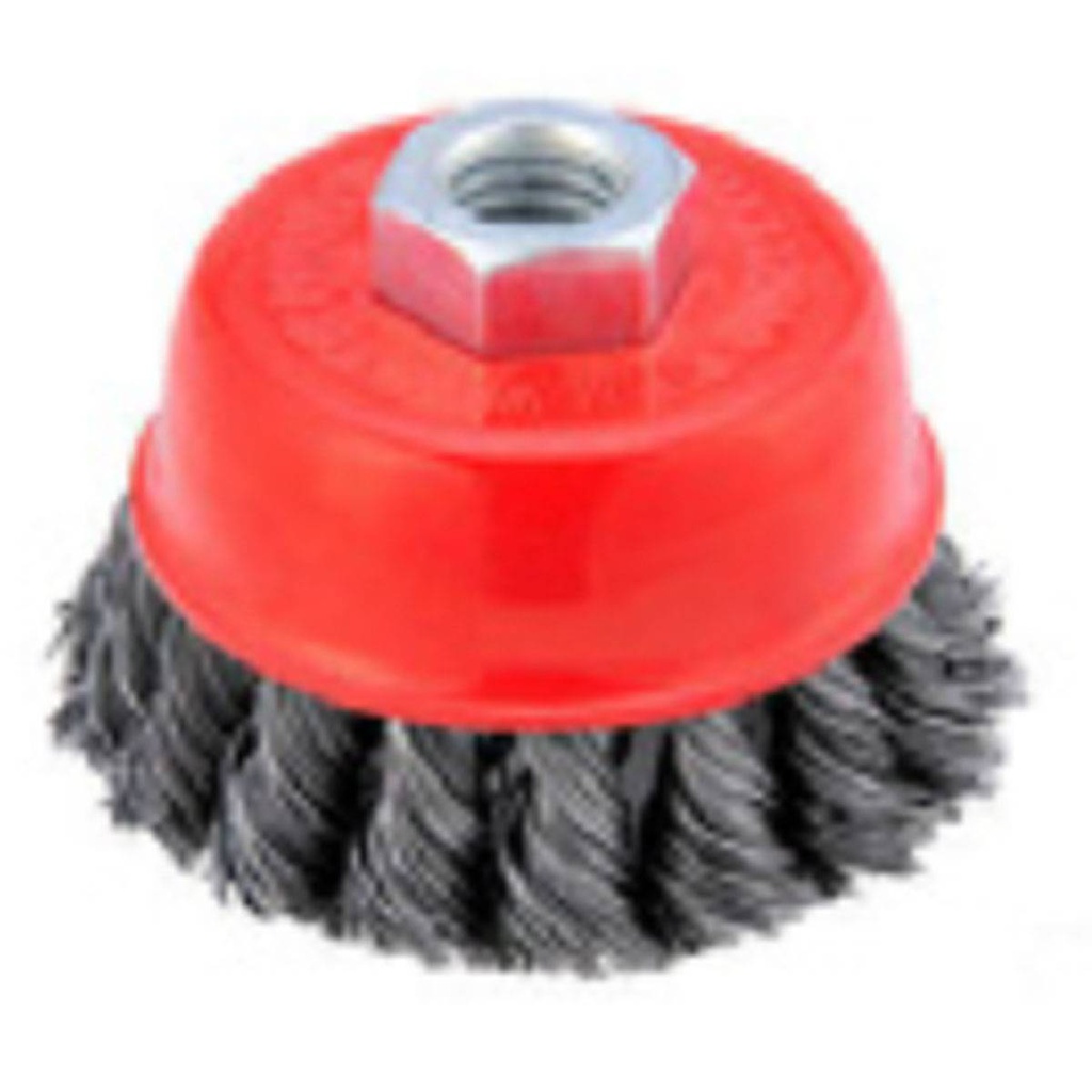 CEPILLO TIPO COPA TRENZADA SIN ARO 4"  ENT 5/8-11 A. AL CARBON .020"