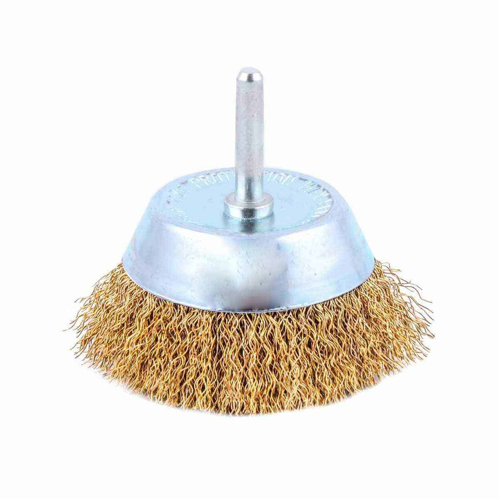 CEPILLO DE COPA ONDULADO 3" C/VASTAGO 1/4" A. LATONADO .012"