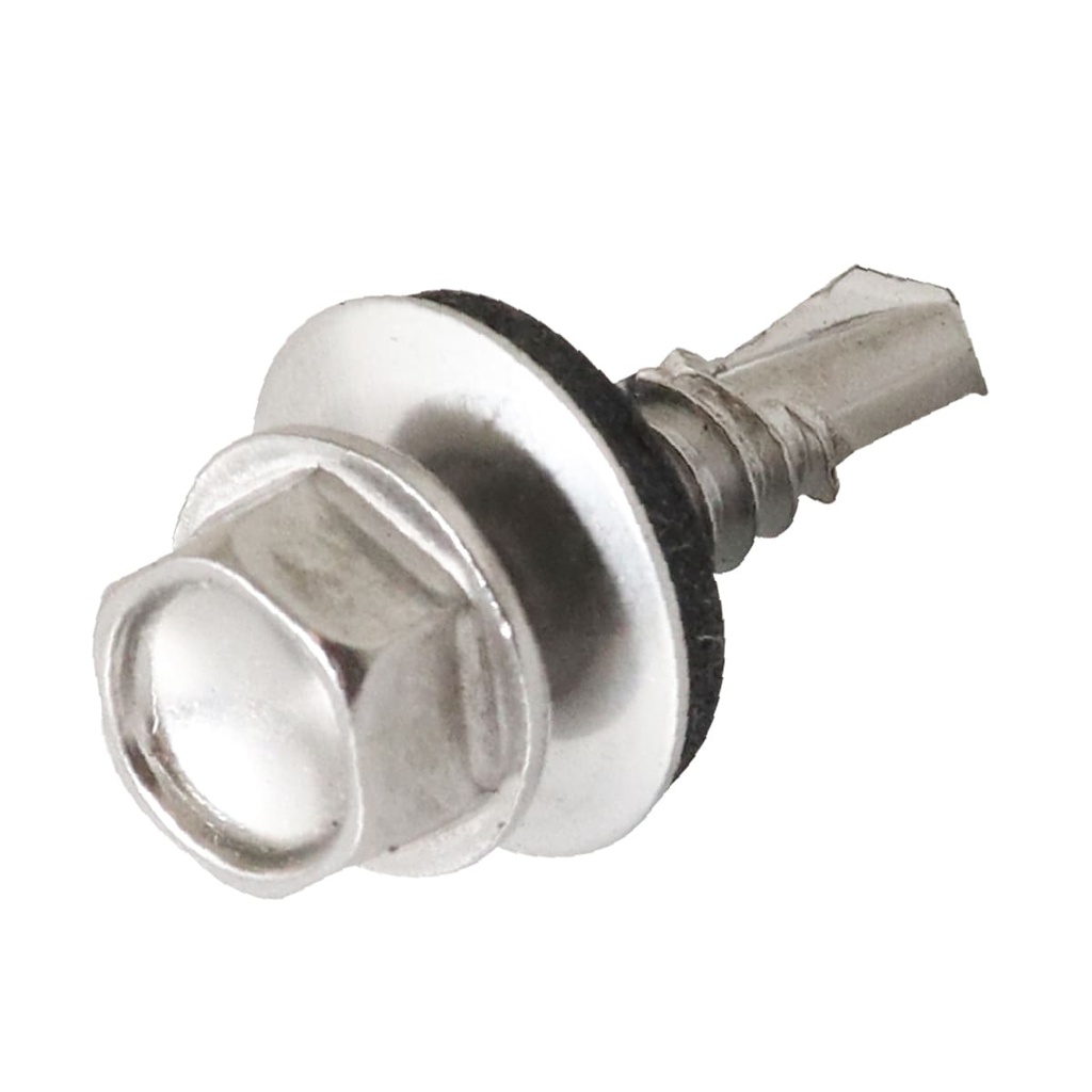 PIJA HEXAGONAL  PUNTA BROCA C/RONDANA ACERO INOX. 410 1/4X1 (precio por caja, caja con 100 piezas)