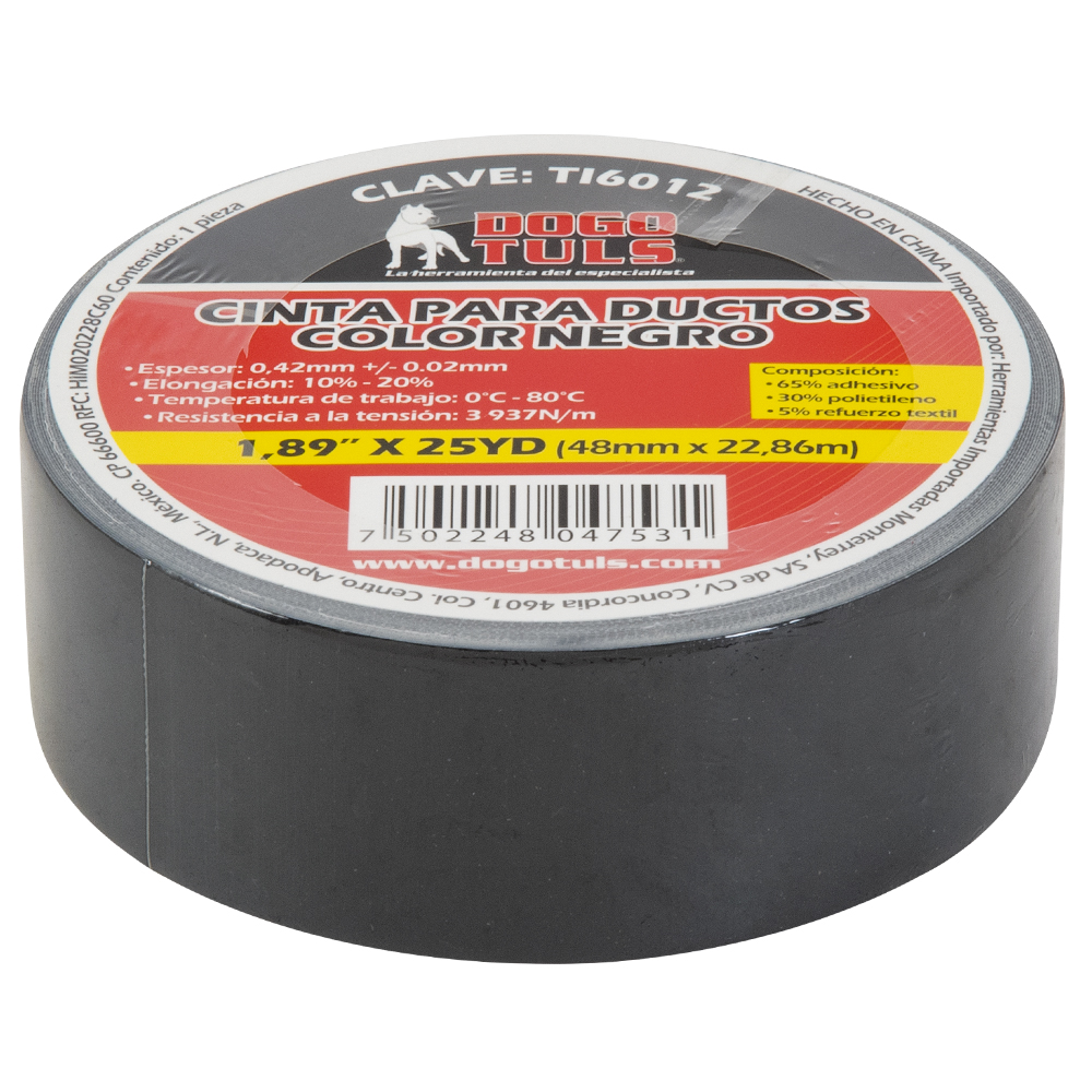 CINTA PARA DUCTOS NEGRA DOGOTULS 2"X25 Y