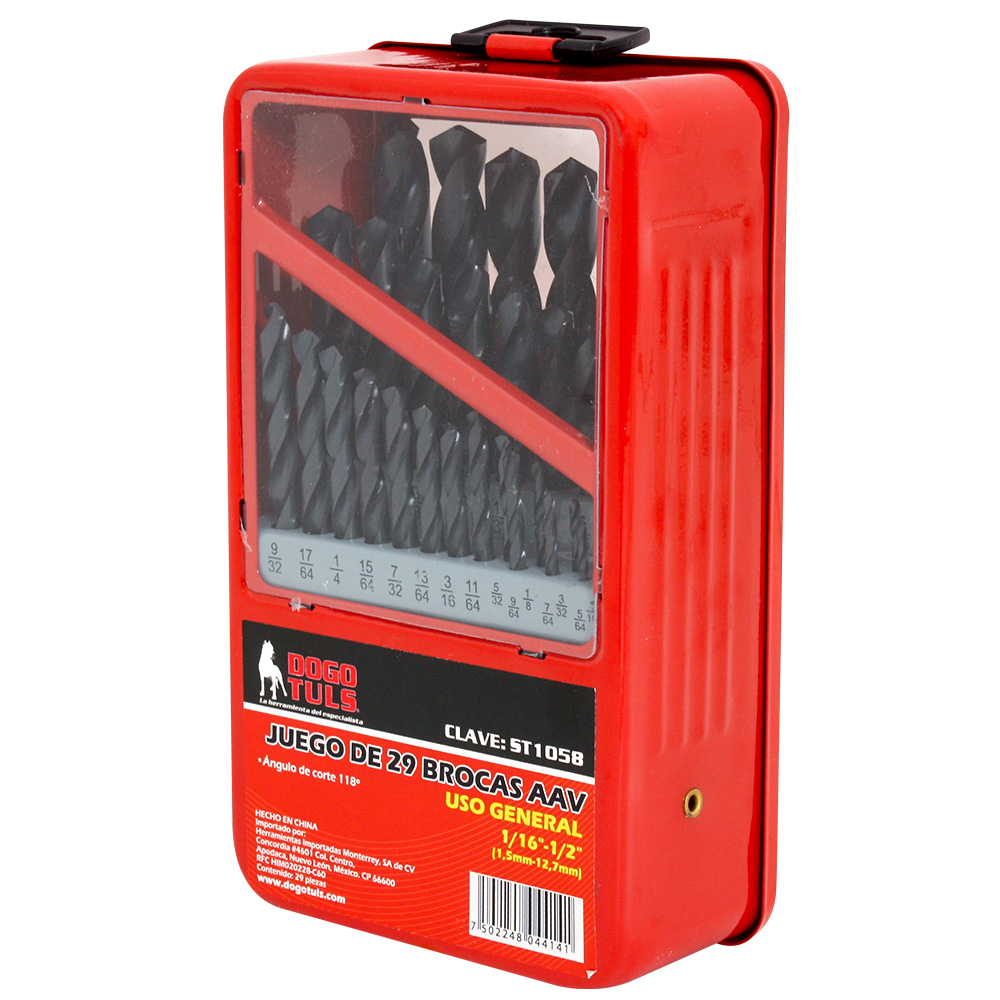JUEGO 29 BROCAS USO GENERAL 1/16&quot;-1/2&quot;