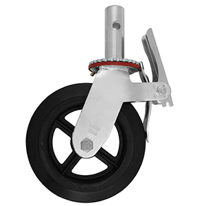 RODAJA ANDAMIO HULE FIERRO GIRA FRENO 8&quot;