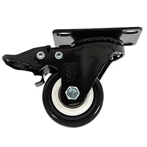 RODAJA PVC NEGRO GIRATORIA Y FRENO 2"