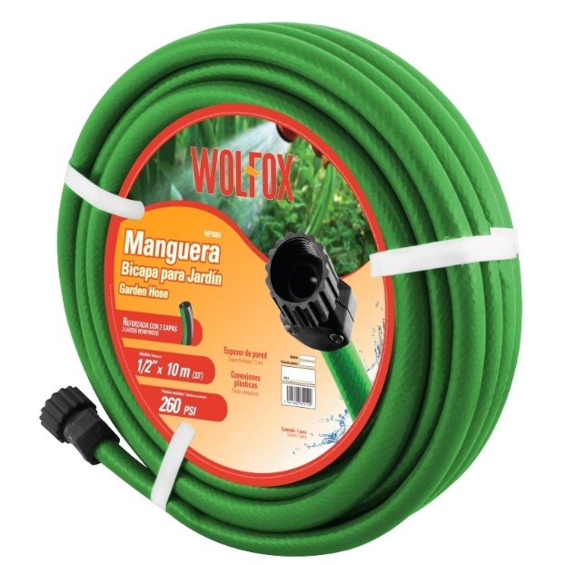 MANGUERA BICAPA JARDIN 1/2&quot; X15M CONEXION PLASTICA