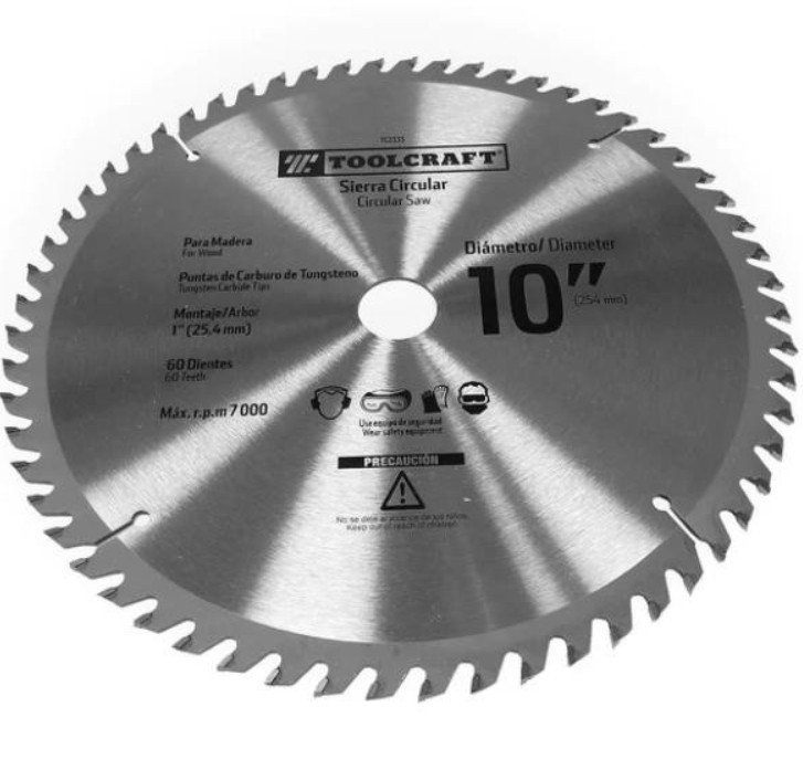 SIERRA CIRCULAR 10&quot; EJE 1&quot; CON60 DIENTES
