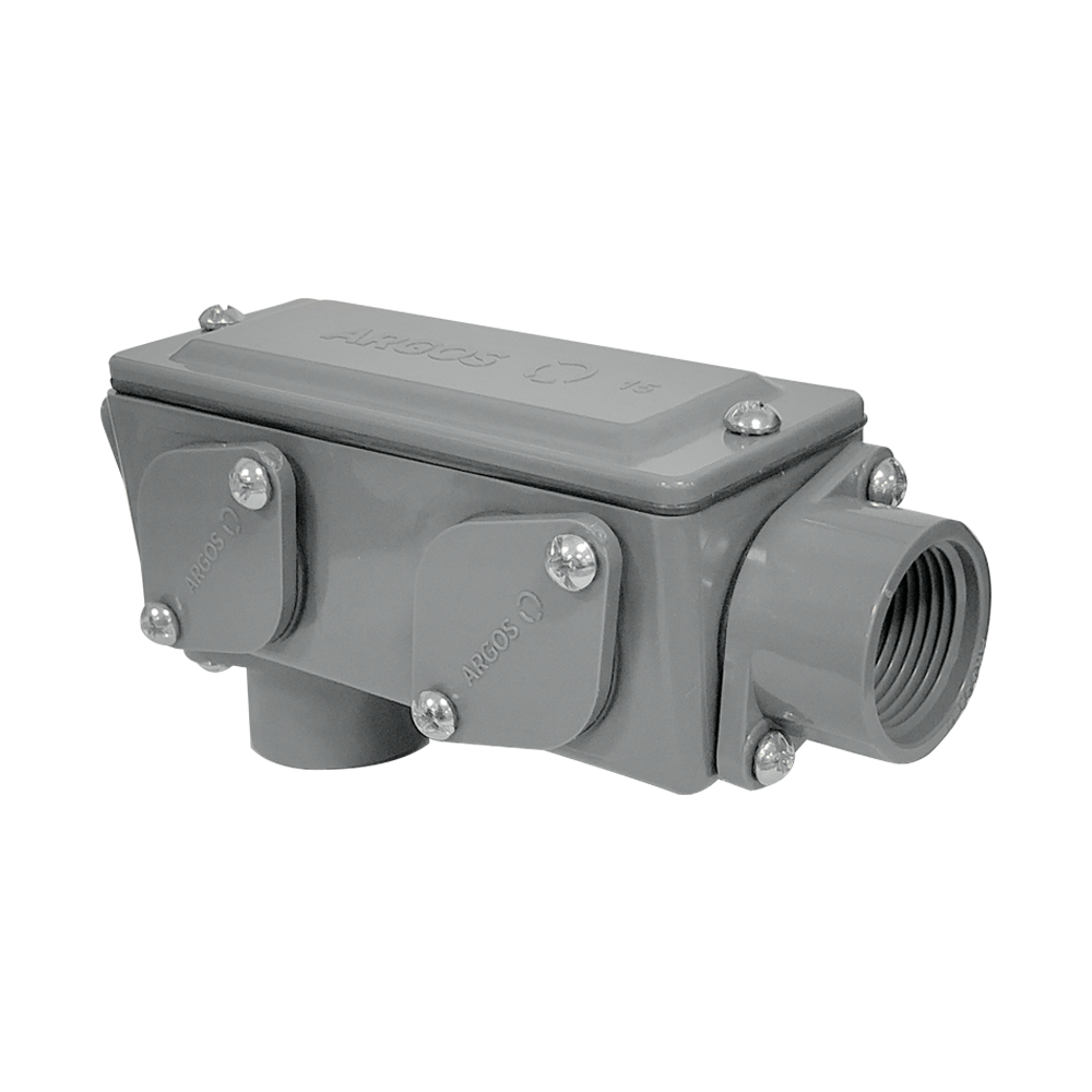 CONDULET MULTIFORMA NO METALICO CON CUERDA 3/4” O 1/2” GRIS