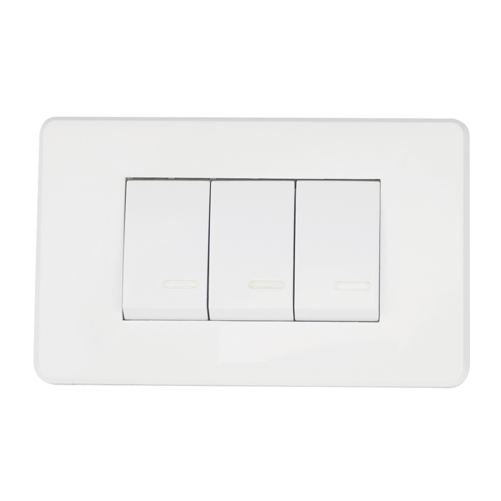 APAGADOR TRIPLE CON PLACA BLANCA 24 mm