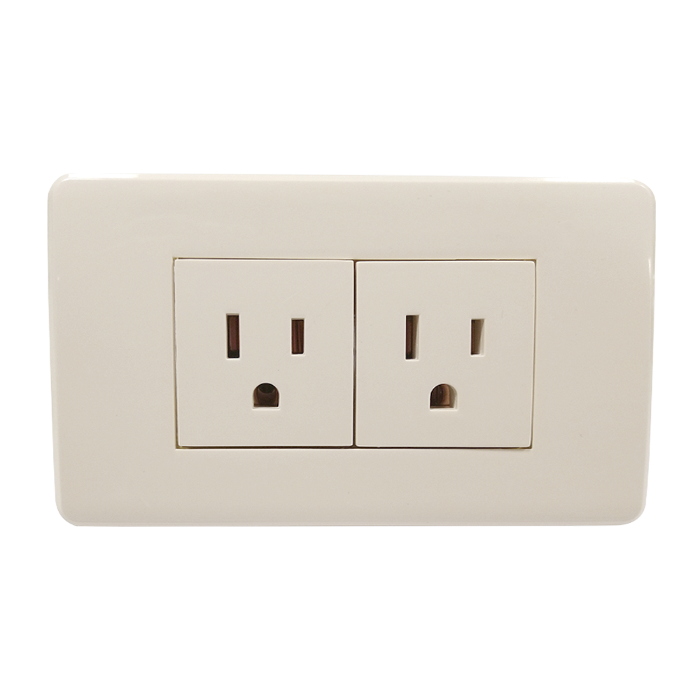 CONTACTO DOBLE CON PLACA MARFIL 36 mm  15 A 125 V