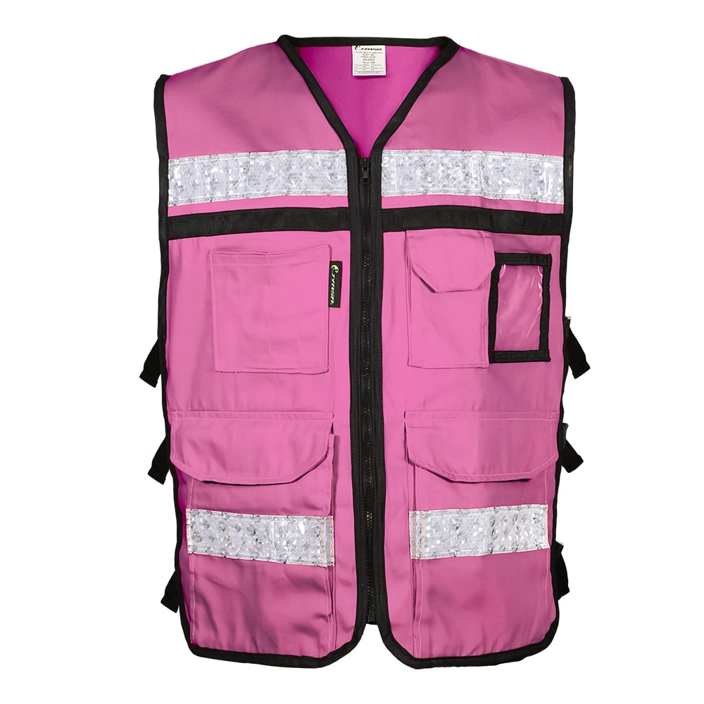CHALECO RESCATISTA ABIERTO ROSA 100% ALGODON CON REFLEJANTE TALLA 2XG