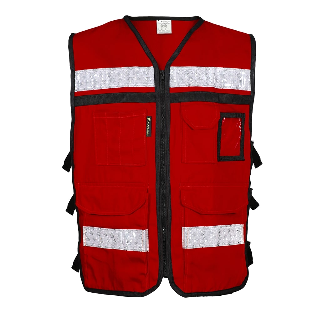 CHALECO ROJO ABIERTO TIPO RESCATISTA DE ALGODON TALLA CH